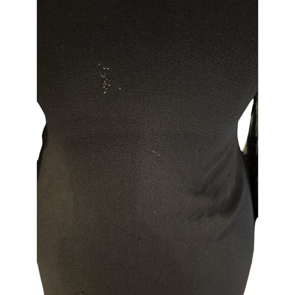 Vintage Black Midi Dress With Sheer Polka Dot Sleeves & Sweetheart Neckline - Picture 6 of 16